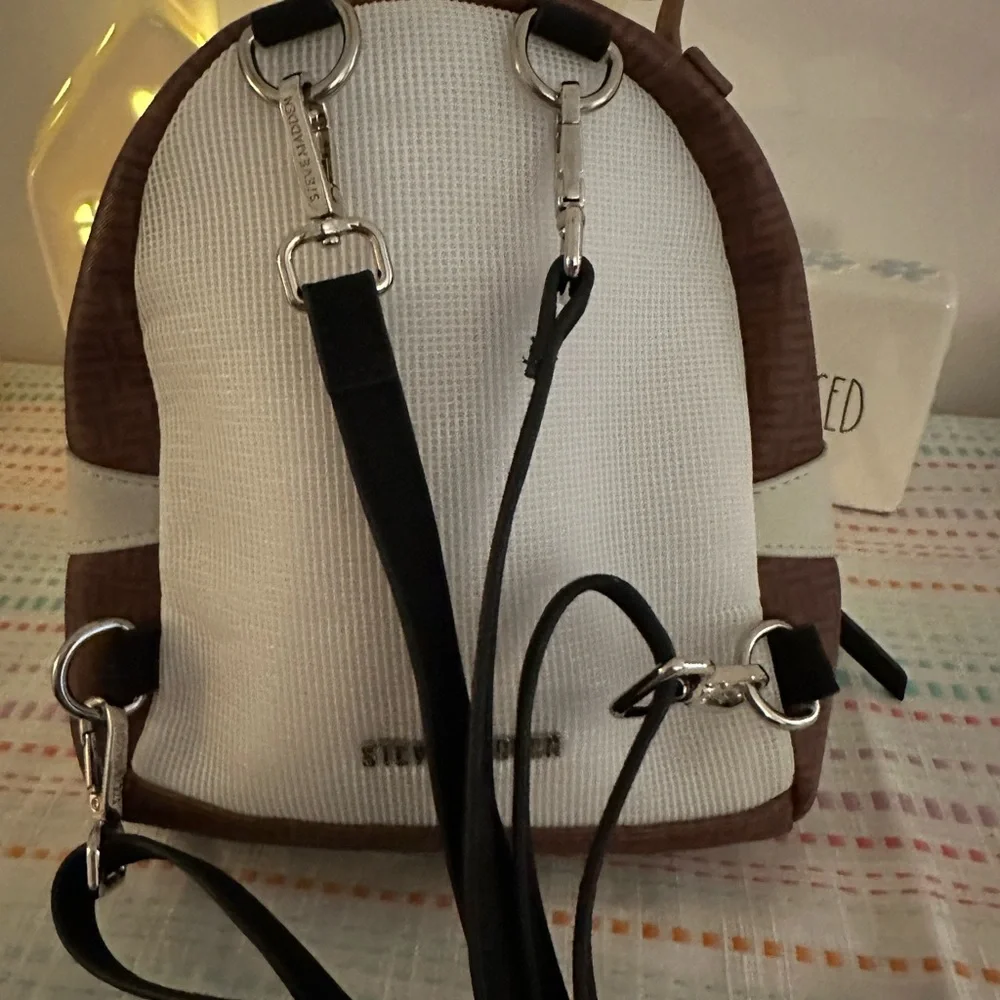 Brown and Cream Women's Backpack